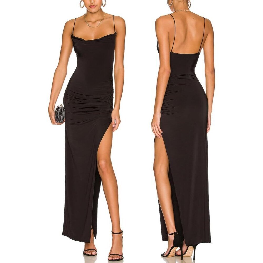 Women Maxi Dress Spaghetti Straps Cowl Neck Bodycon Formal Party